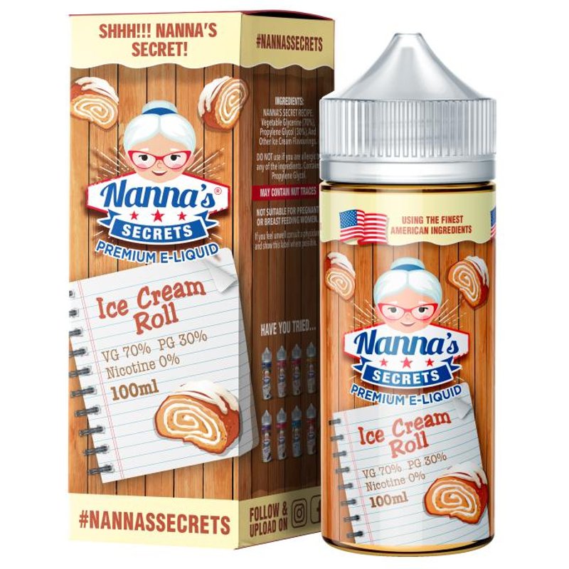 Ice Cream Roll e-Liquid IndeJuice Nannas Secrets 50ml Bottle